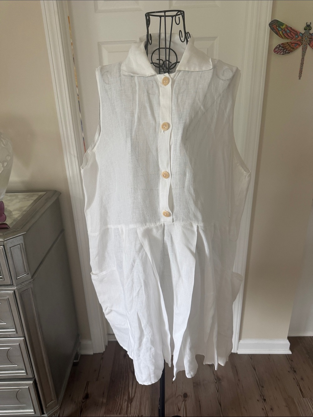 Women’s White Cotton Button-Front Dress